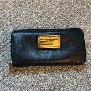 Marc Jacobs Black Leather Wallet with Gold Accent
